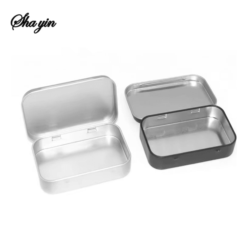 Mini Metal Tin Storage Box Hinged Small Organizer Container 2