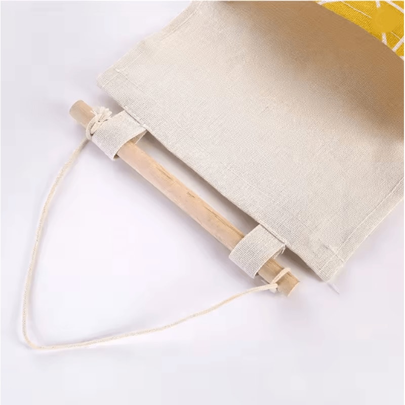 Three Pocket Hanging Wall Storage Organizer Cotton Linen Bag 2