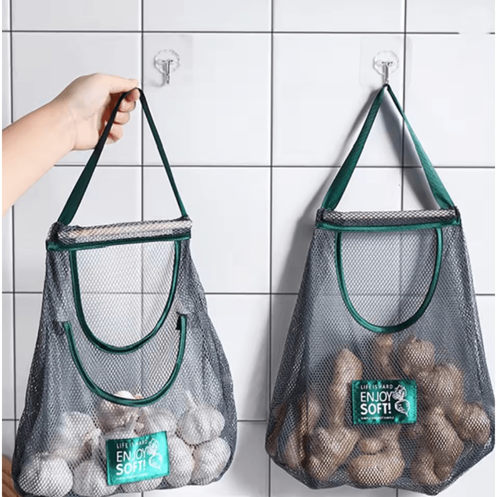 Hanging Vegetable Storage Bag Kitchen Wall Fruit And Garlic Organizer 1