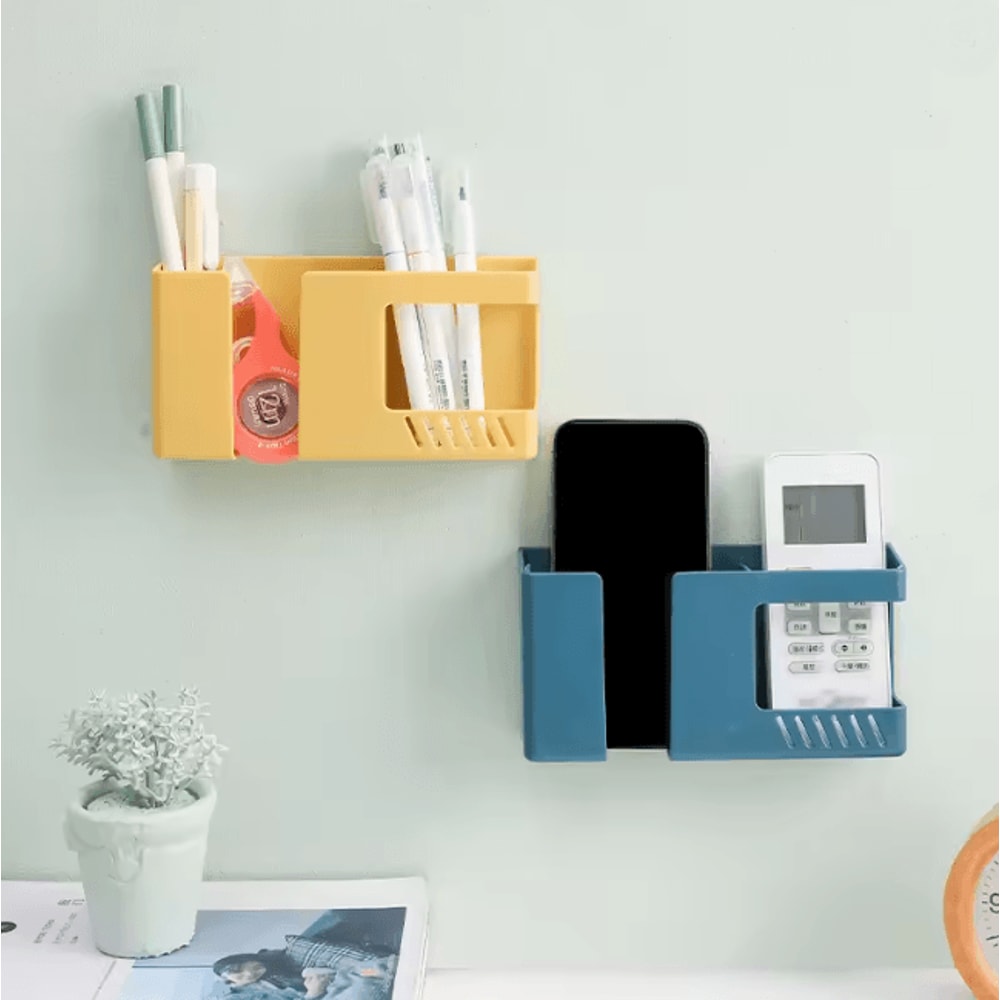 Wall Mounted Remote Control Holder Phone Charging Storage Box Organizer 2