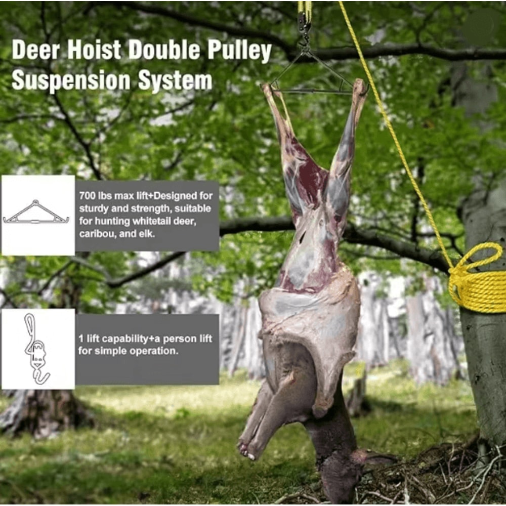 Heavy Duty Deer Hoist Pulley System Hunting Game Lifting Kit 1