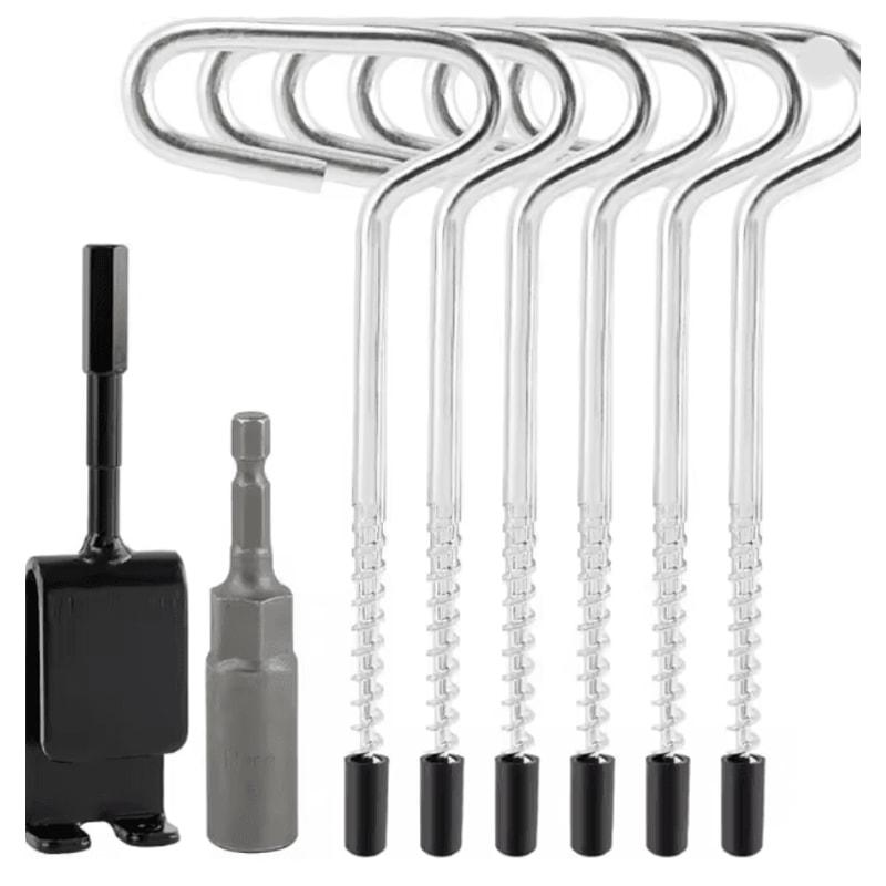 Stainless Steel Ice Fishing Tent Stakes Auger Nails With Drill Adapter 0