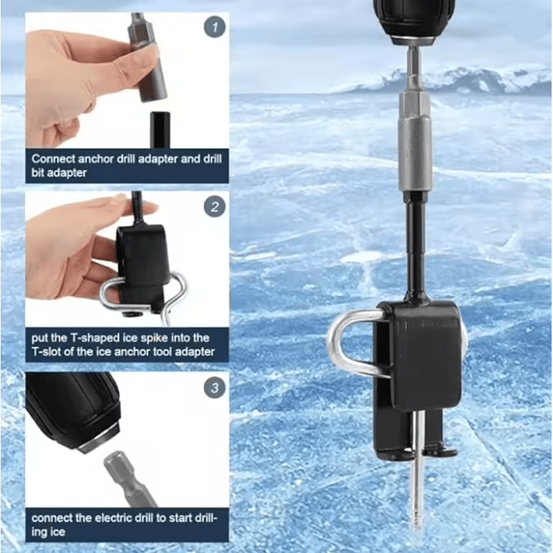Stainless Steel Ice Fishing Tent Stakes Auger Nails With Drill Adapter 2