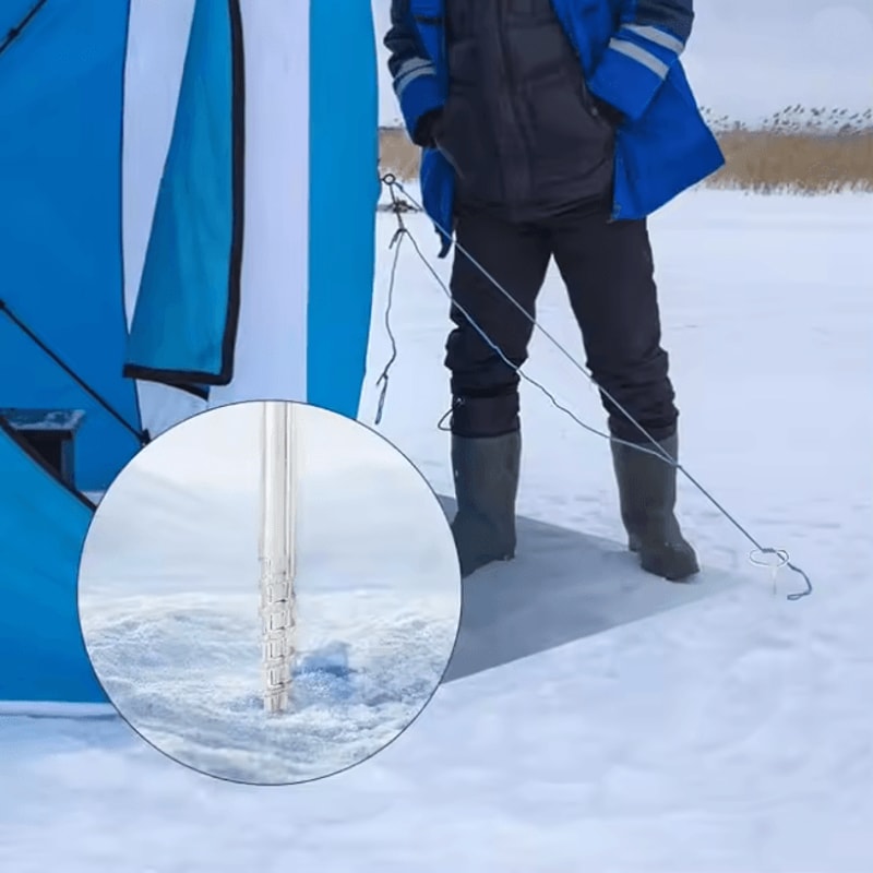 Stainless Steel Ice Fishing Tent Stakes Auger Nails With Drill Adapter 3