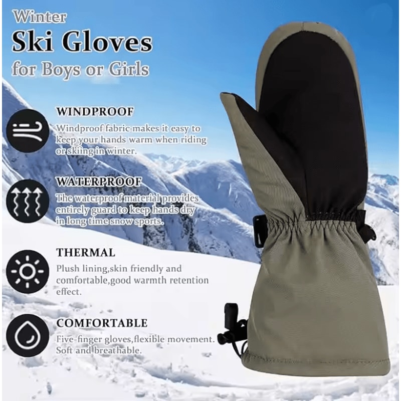 Winter Ski Gloves Warm Waterproof Touchscreen Snow Gloves For Women 2