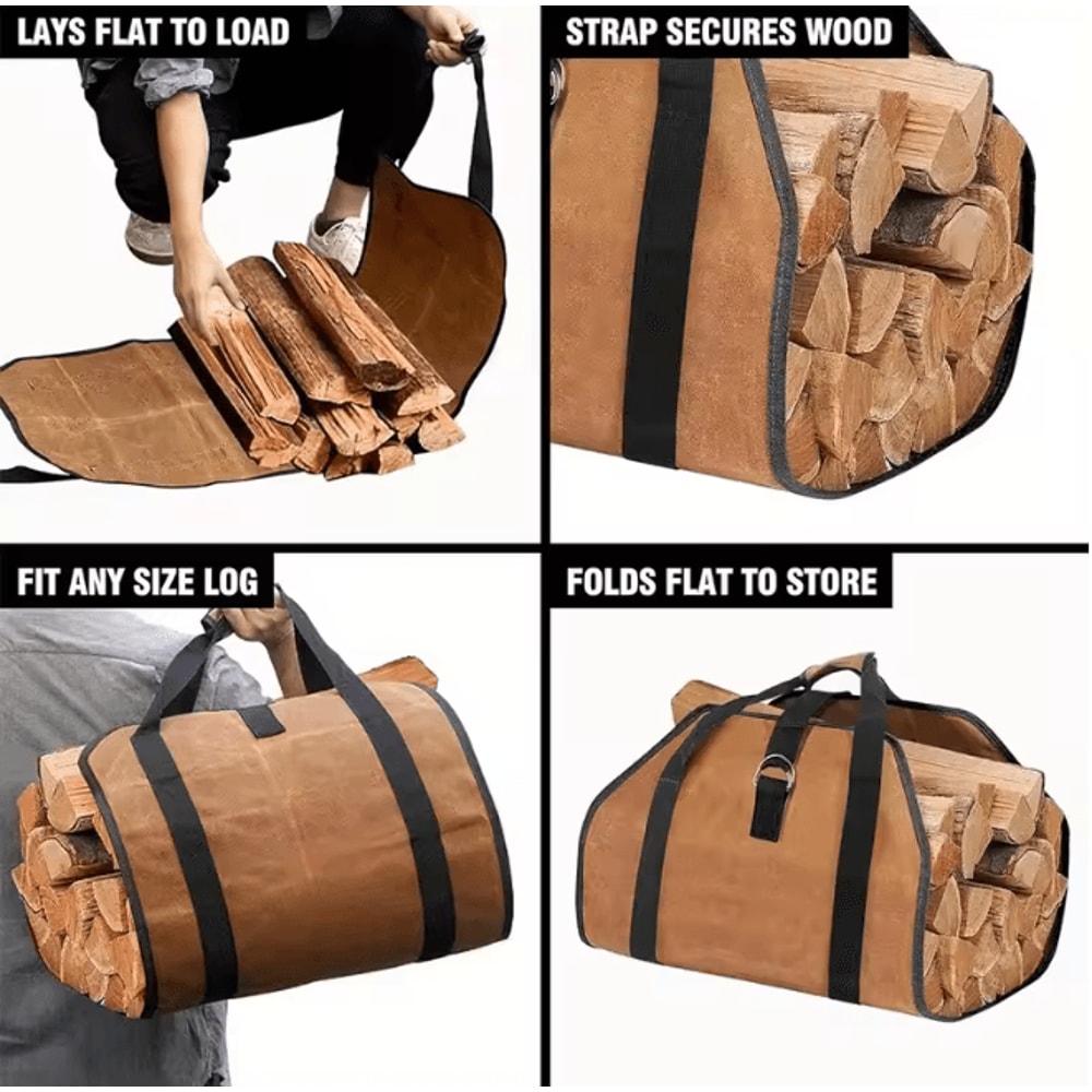 Large Capacity Firewood Carry Bag Durable Log Storage And Transport Tote 3