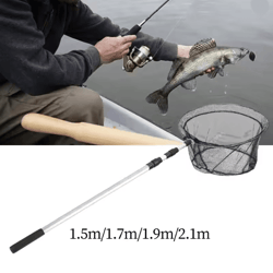 telescopic fishing net aluminum alloy folding landing net with rubber handle
