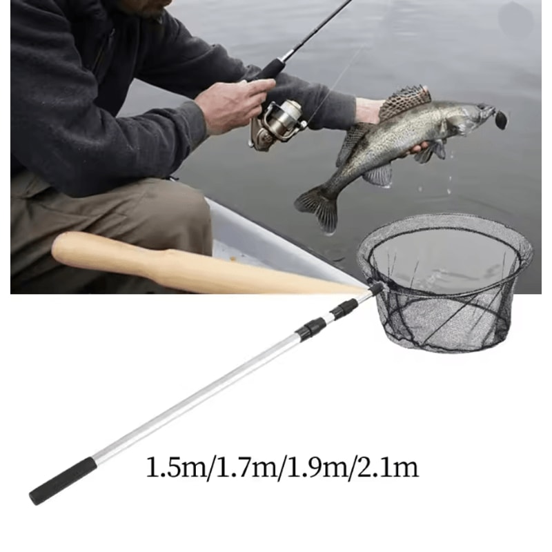 Telescopic Fishing Net Aluminum Alloy Folding Landing Net With Rubber Handle 0