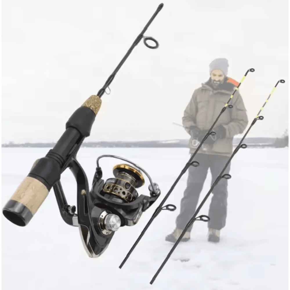 Portable Ice Fishing Rod With Reel Carbon Fiber Winter Fishing Set 0