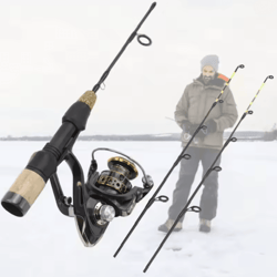 portable ice fishing rod with reel carbon fiber winter fishing set