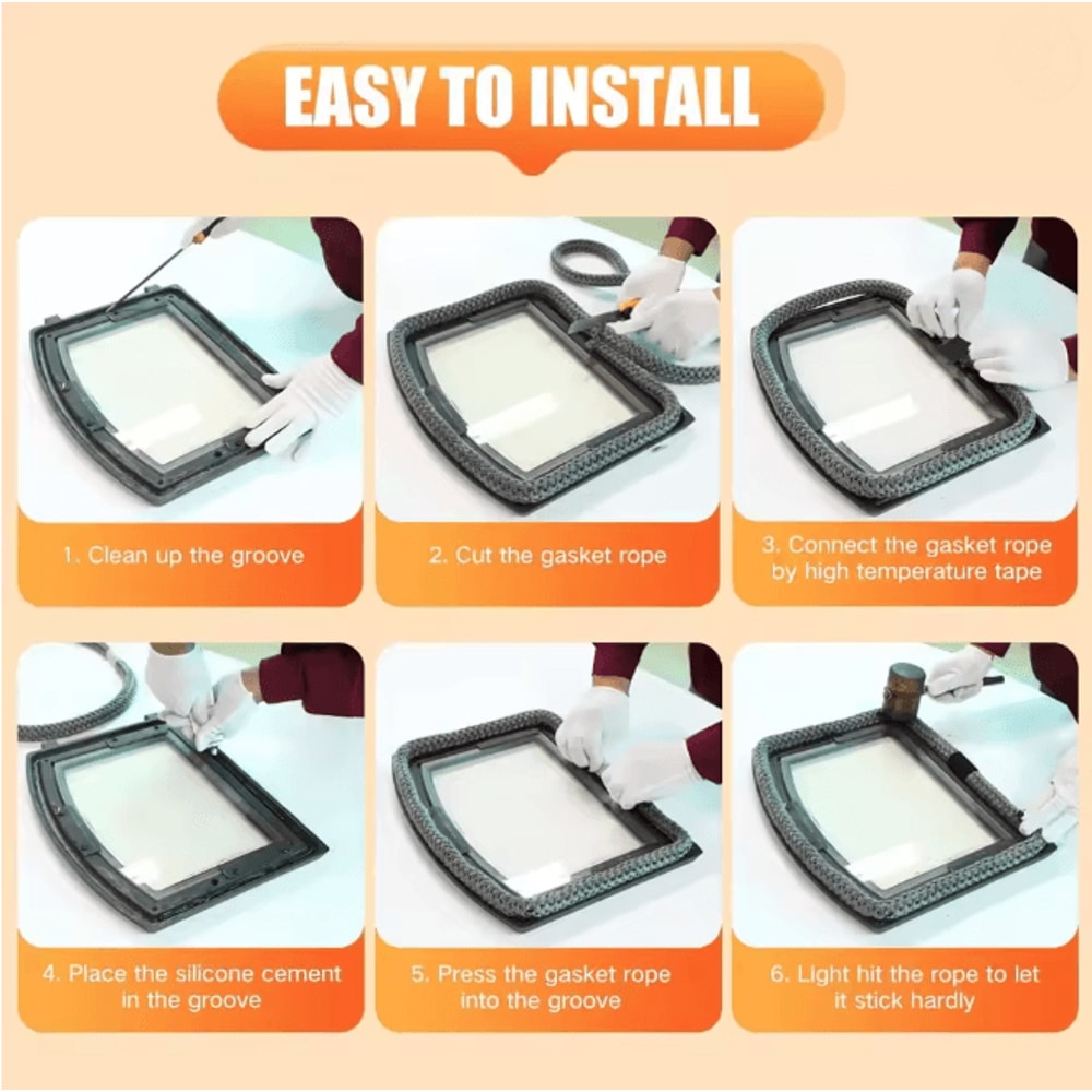High Temperature Wood Stove Gasket Fireplace Sealing Rope Fiberglass Cord 2