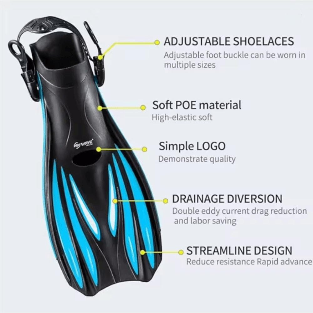 Adjustable Short Swimming Fins Open Heel Snorkeling And Dive Training Flippers 1