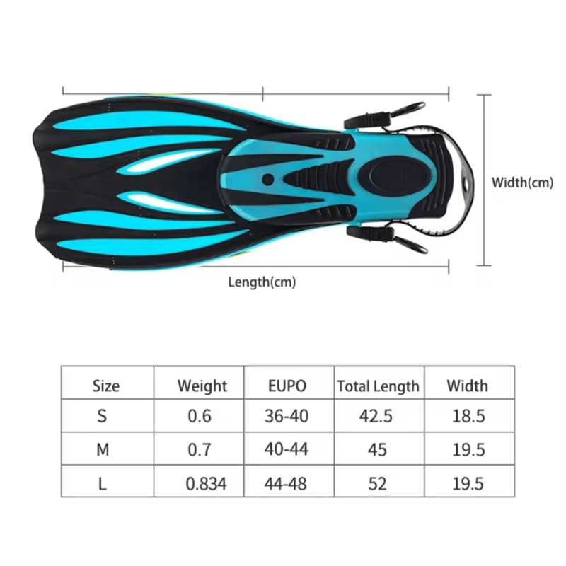 Adjustable Short Swimming Fins Open Heel Snorkeling And Dive Training Flippers 3