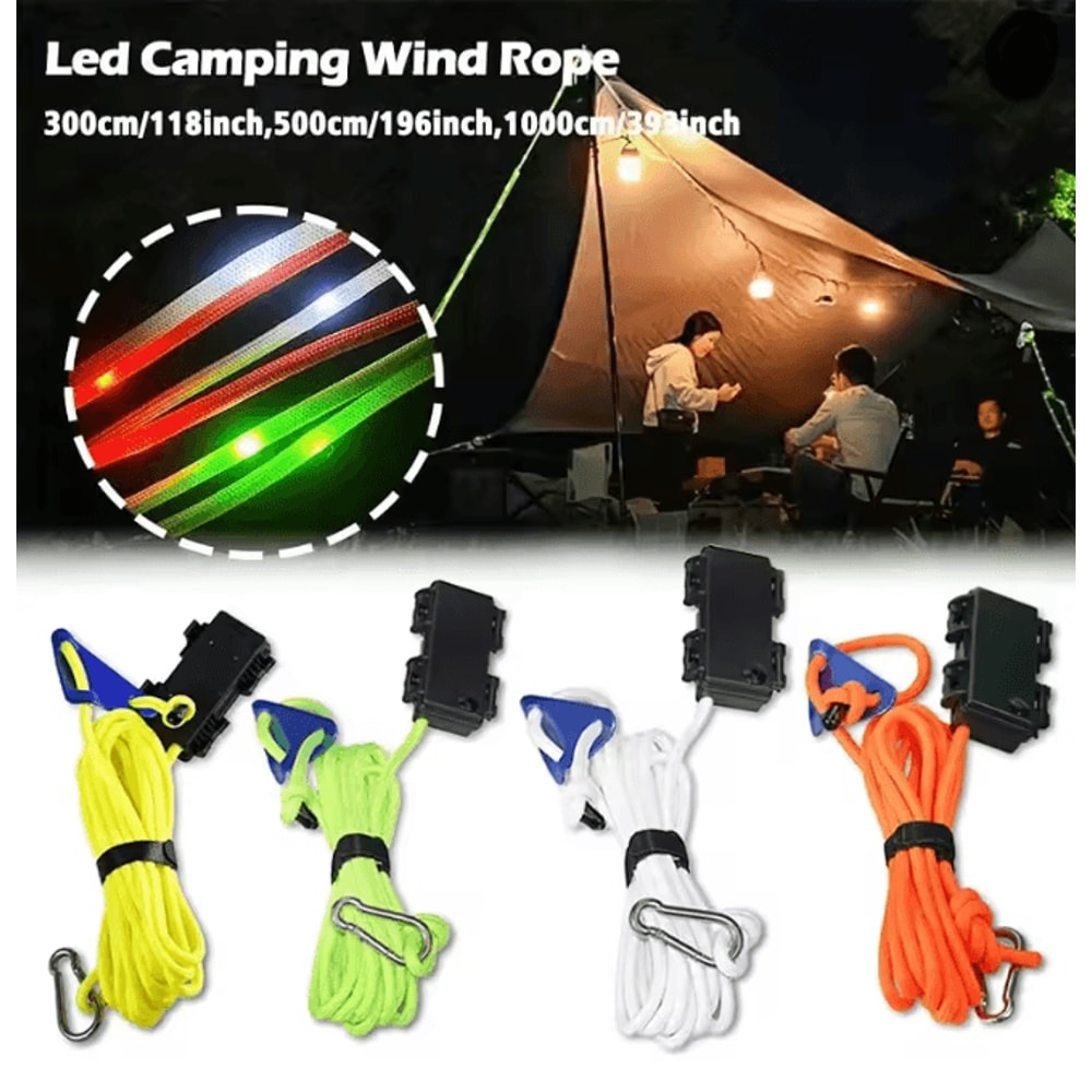 Camping Tent Rope LED Light Waterproof Outdoor Guy Line Safety Lighting 0