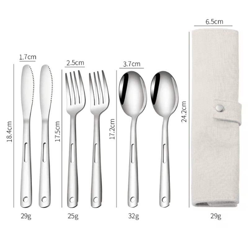 Stainless Steel Camping Cutlery Set Portable Spoon Fork Knife With Storage Bag 11