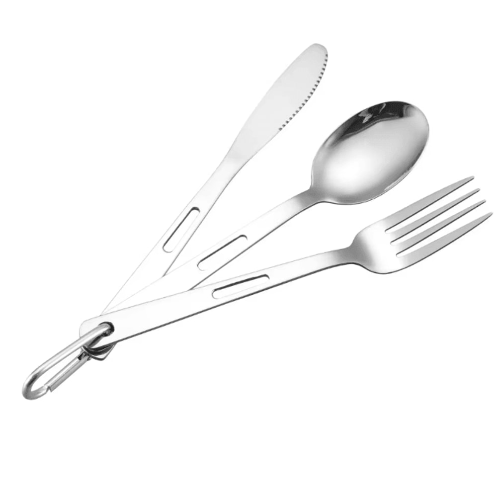 Stainless Steel Camping Cutlery Set Portable Spoon Fork Knife With Storage Bag 7