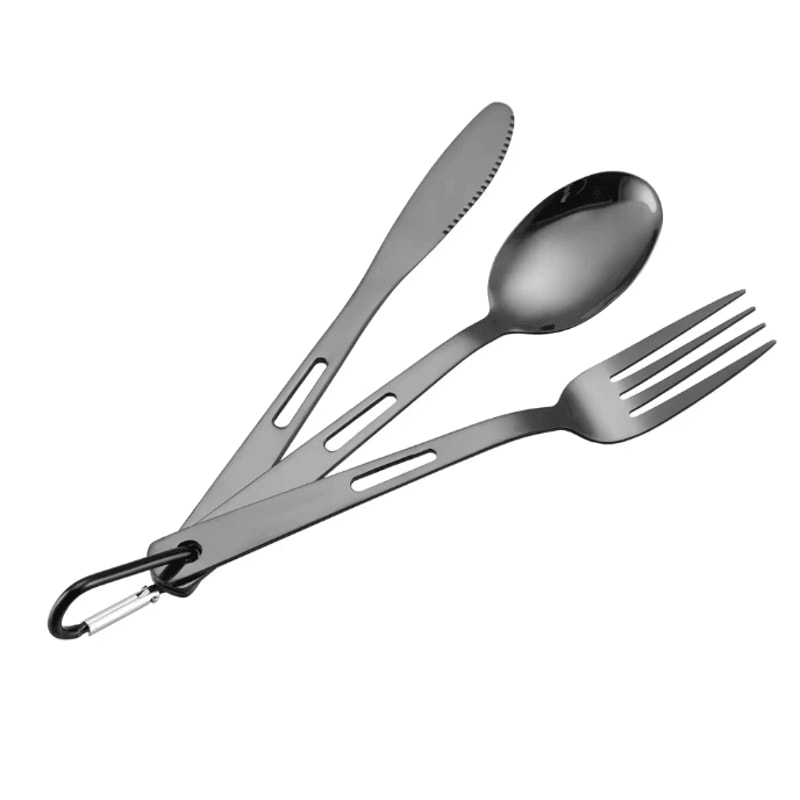 Stainless Steel Camping Cutlery Set Portable Spoon Fork Knife With Storage Bag 8