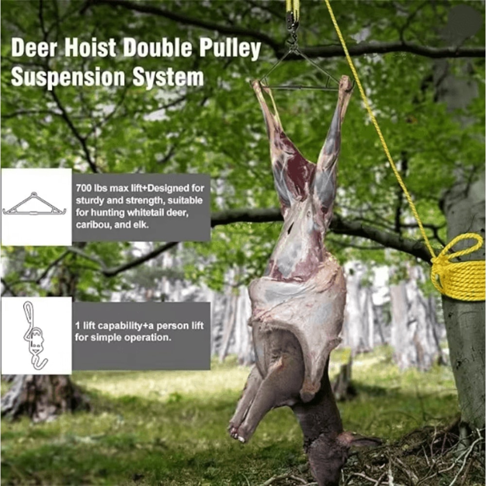 Heavy Duty Deer Hoist Pulley Lift System With Gambrel For Hunting 1