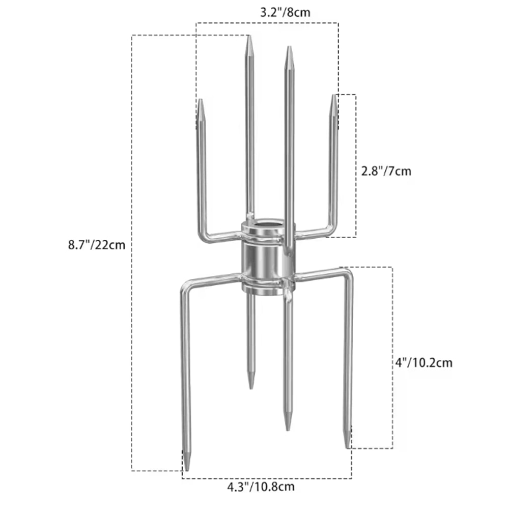 Double Sided Rotisserie Fork Stainless Steel BBQ Skewer For Grilling And Roasting 10