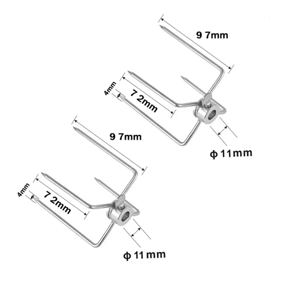 Double Sided Rotisserie Fork Stainless Steel BBQ Skewer For Grilling And Roasting 5