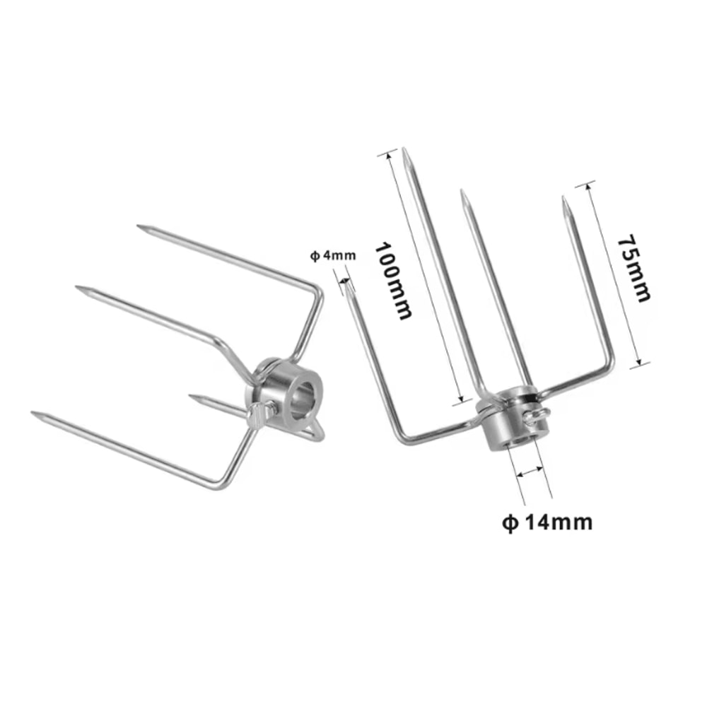 Double Sided Rotisserie Fork Stainless Steel BBQ Skewer For Grilling And Roasting 7