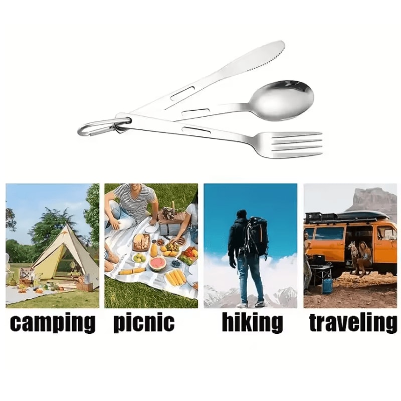 Portable Camping Cutlery Set Spoon Fork Knife For Travel And Outdoor Use 3