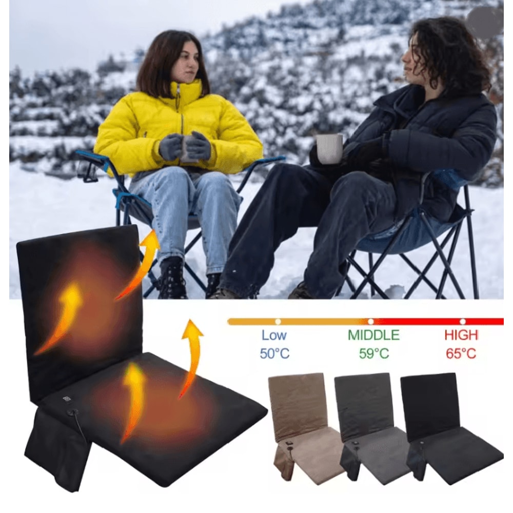 Portable Heated Stadium Seat Extra Wide Foldable Seat Cushion With Back Support 0