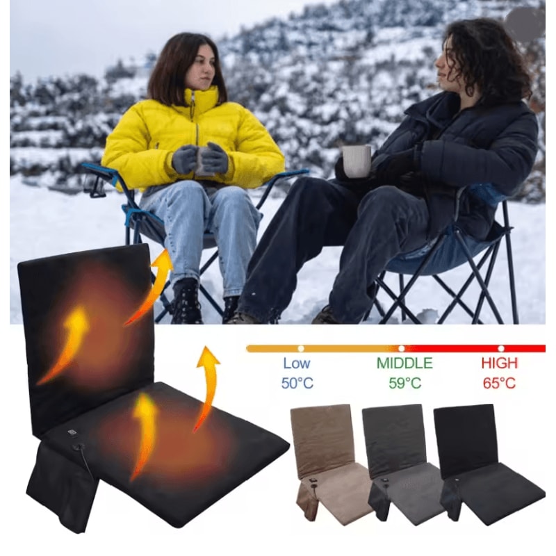 Portable Heated Stadium Seat Extra Wide Foldable Seat Cushion With Back Support 0