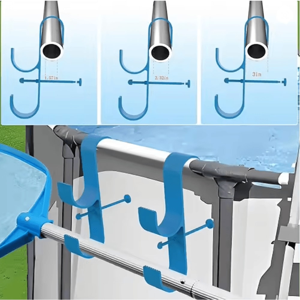 Poolside Leaf Skimmer Net Holder Pole Hanger Hooks For Swimming Pools 1
