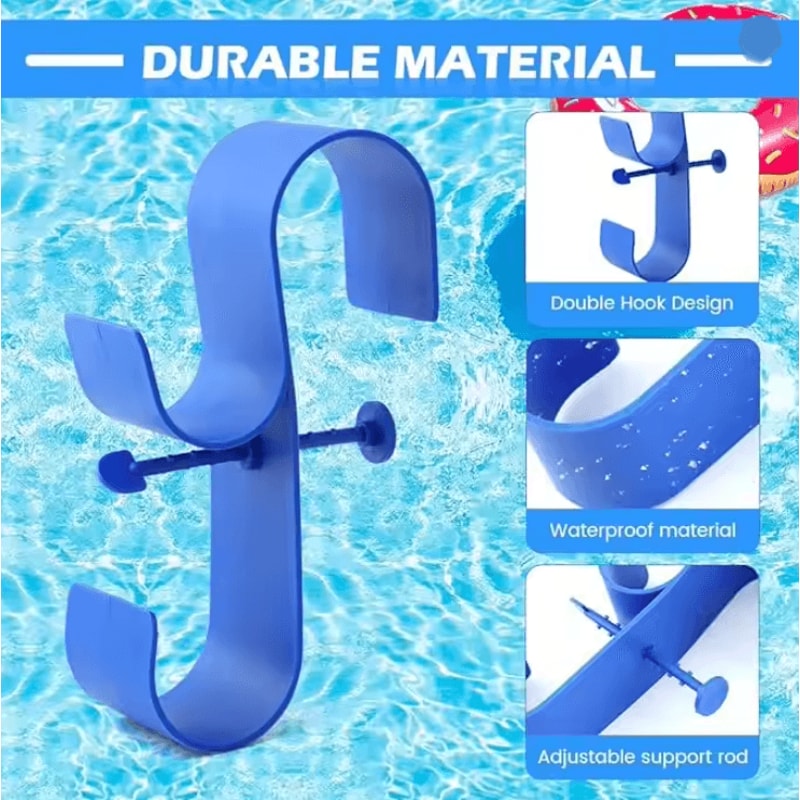 Poolside Leaf Skimmer Net Holder Pole Hanger Hooks For Swimming Pools 2