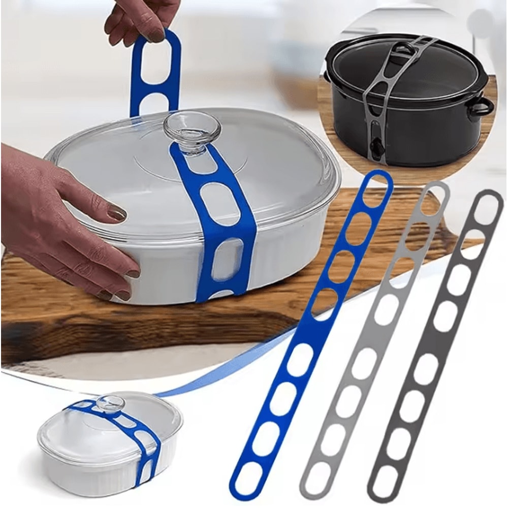 Reusable Silicone Elastic Pot Lid Strap Universal Food Container Holder 0