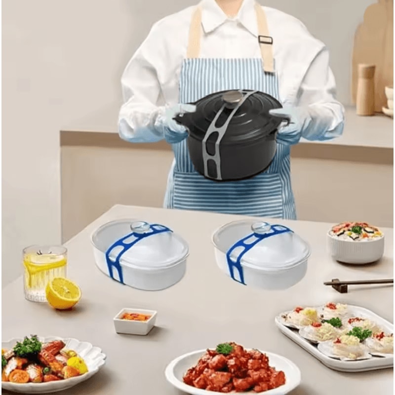 Reusable Silicone Elastic Pot Lid Strap Universal Food Container Holder 3