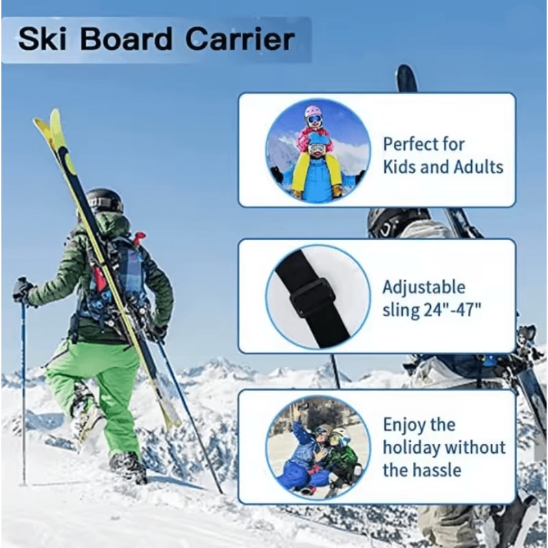 Adjustable Ski Shoulder Carry Strap For Skis Snowboard And Boots 3