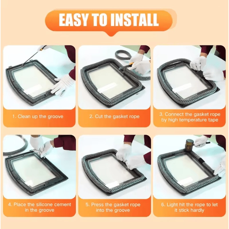 Fireproof Fiberglass Wood Stove Gasket Rope Fireplace Door Seal 3