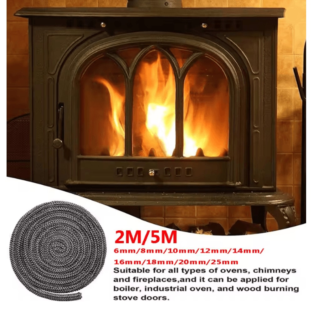 Heat Resistant Wood Stove Door Gasket Fiberglass Fireplace Seal Tape 0