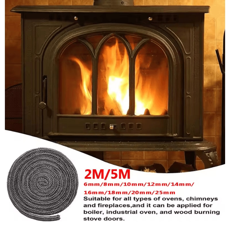 Heat Resistant Wood Stove Door Gasket Fiberglass Fireplace Seal Tape 0