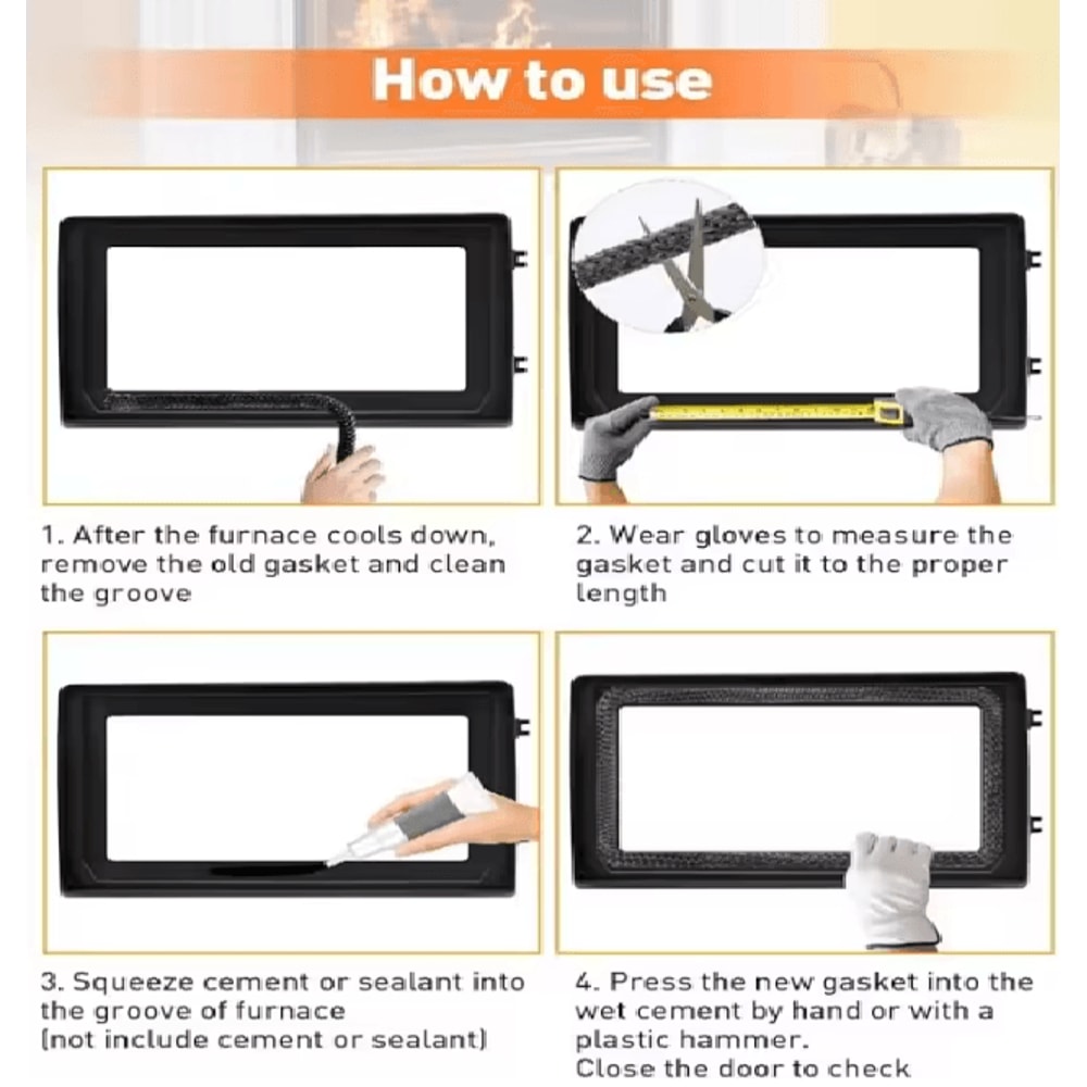 Heat Resistant Wood Stove Door Gasket Fiberglass Fireplace Seal Tape 3