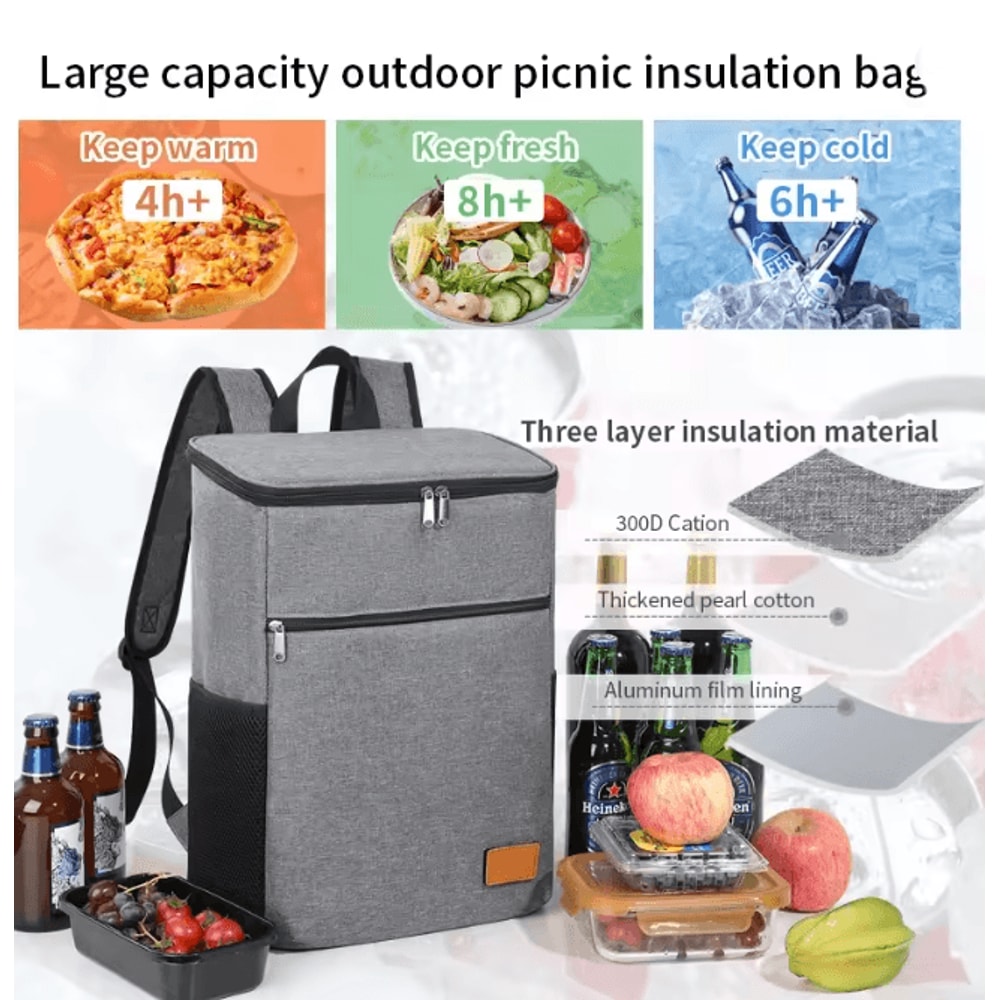 26L Insulated Cooler Backpack Leakproof Thermal Picnic Bag 0