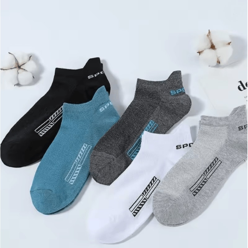 Mens Breathable Cotton Ankle Socks Lightweight Athletic Socks 5 Pair Set 3