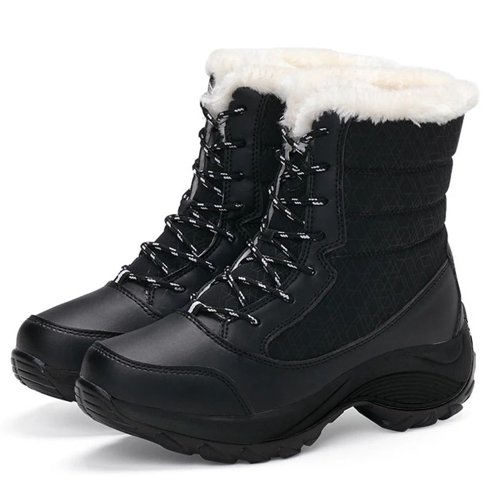 FrostStep Waterproof Womens Winter Platform Boots With Warm Fur Lining 7