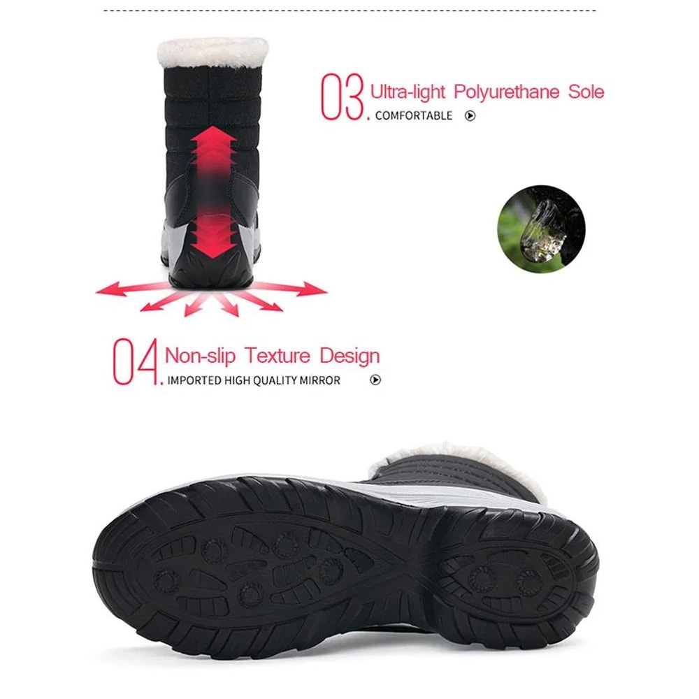 FrostStep Waterproof Womens Winter Platform Boots With Warm Fur Lining 6