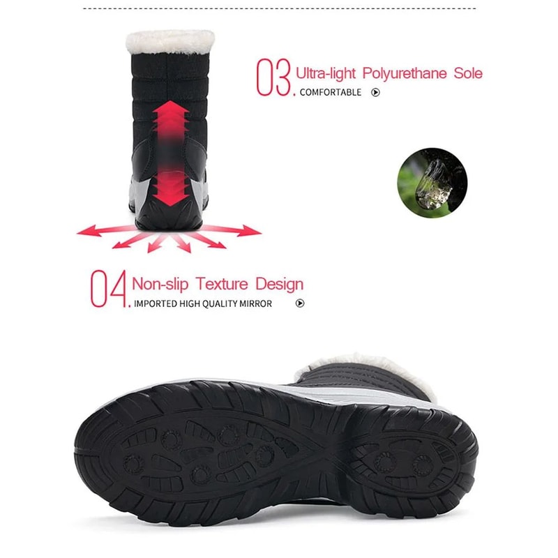 FrostStep Waterproof Womens Winter Platform Boots With Warm Fur Lining 6