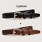 Mens Casual Leather Belt Set Classic Needle Buckle Double Loop 2