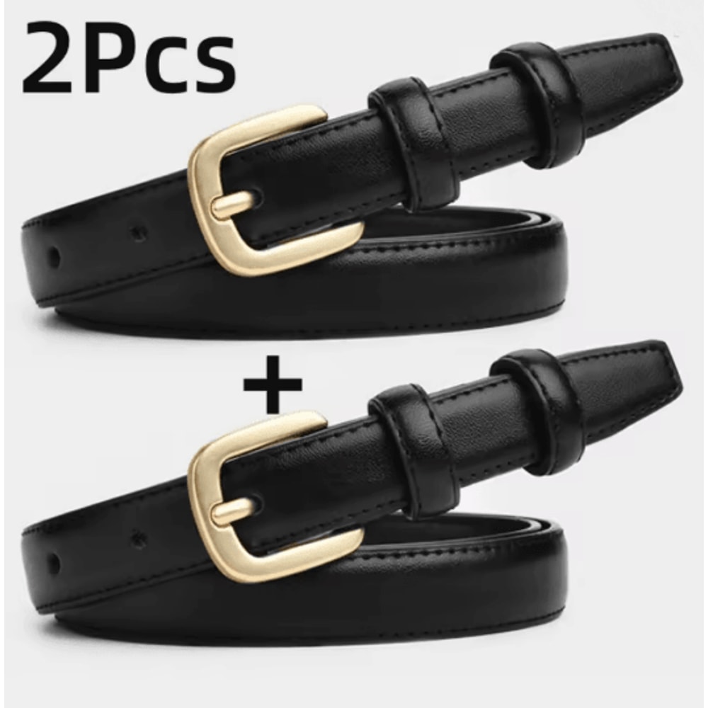 Mens Casual Leather Belt Set Classic Needle Buckle Double Loop 3