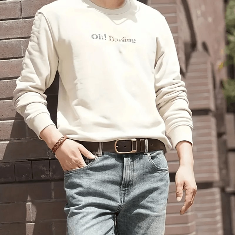 Mens Retro Cowboy Style Casual Belt Pin Buckle 2