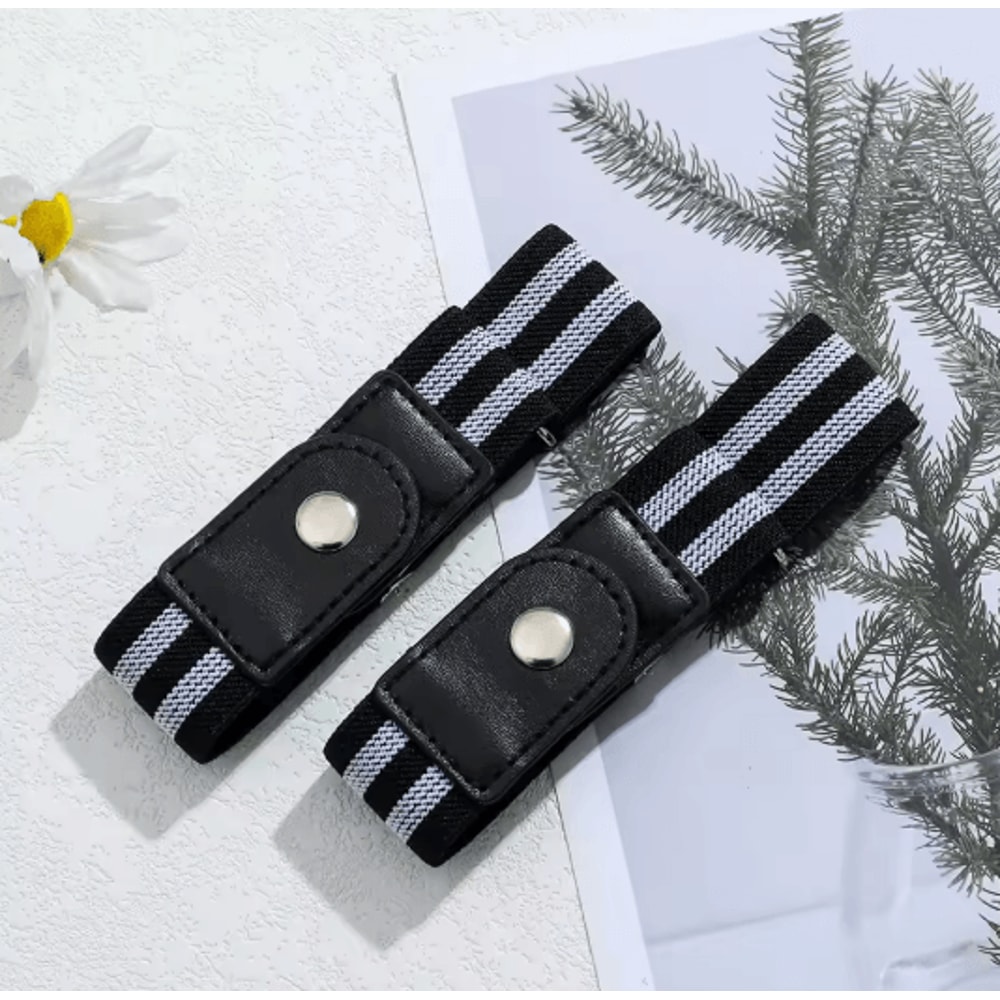 Unisex No Buckle Elastic Stretch Belt Set Adjustable Invisible Fit 5