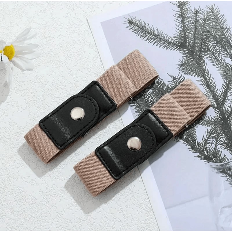 Unisex No Buckle Elastic Stretch Belt Set Adjustable Invisible Fit 8