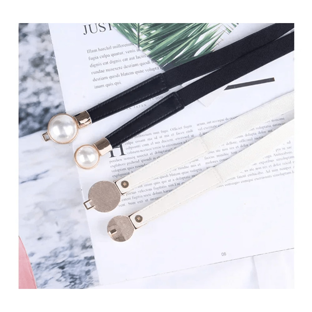 Elegant Vintage Pearl Waist Chain Elastic Slim Belt 1