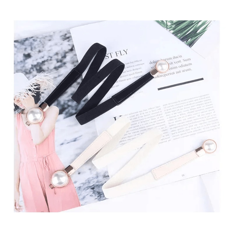Elegant Vintage Pearl Waist Chain Elastic Slim Belt 2