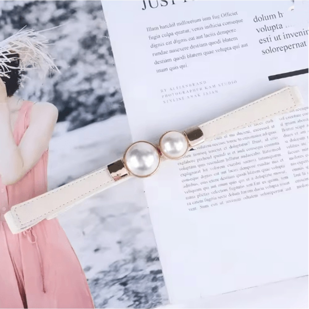 Elegant Vintage Pearl Waist Chain Elastic Slim Belt 4